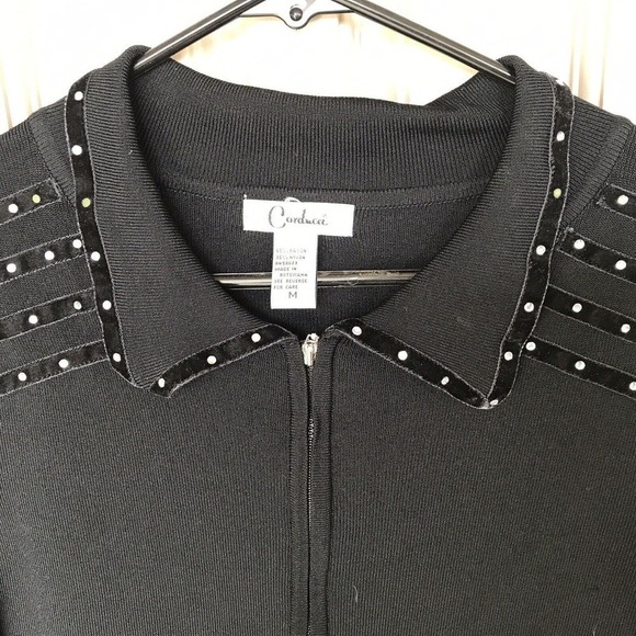 Corducci Sweater Jacket SzM Black Long Sleeve Rhinestones Pre-Owned - Picture 4 of 11